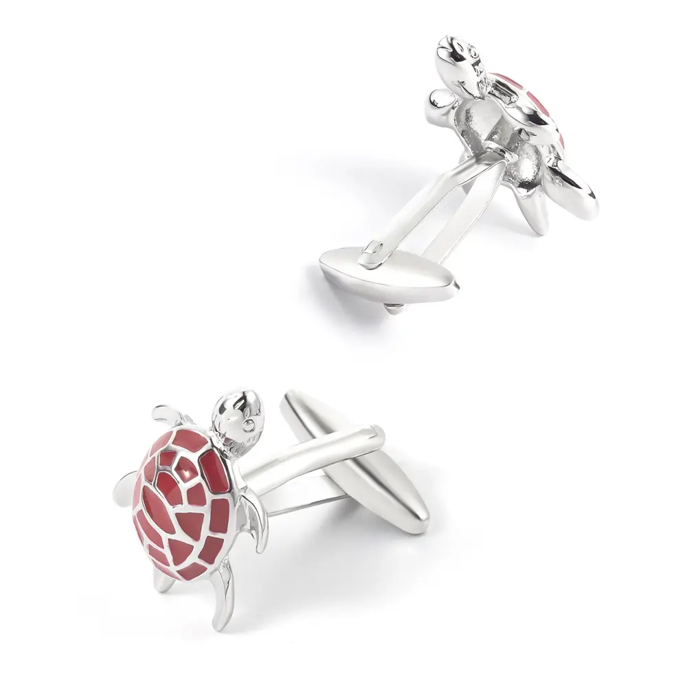 Wholesale Quality Shirt Cufflinks Customize Enamel Novelty Tortoise Red Cufflinks CC0028