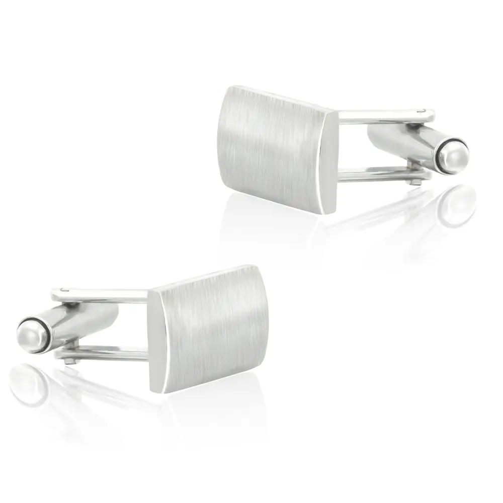 Wholesale High Quality Engravable Waves Brushed Cufflinks Silver Rectangle Cuff Link CL-C115