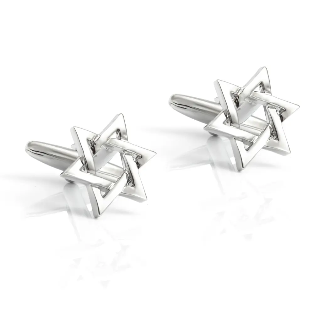 Wholesale Wholesales Amazons Etsy Hot Selling Custom Silver Metal Star of David Cufflinks CL0199 Manufacturer, Exporter