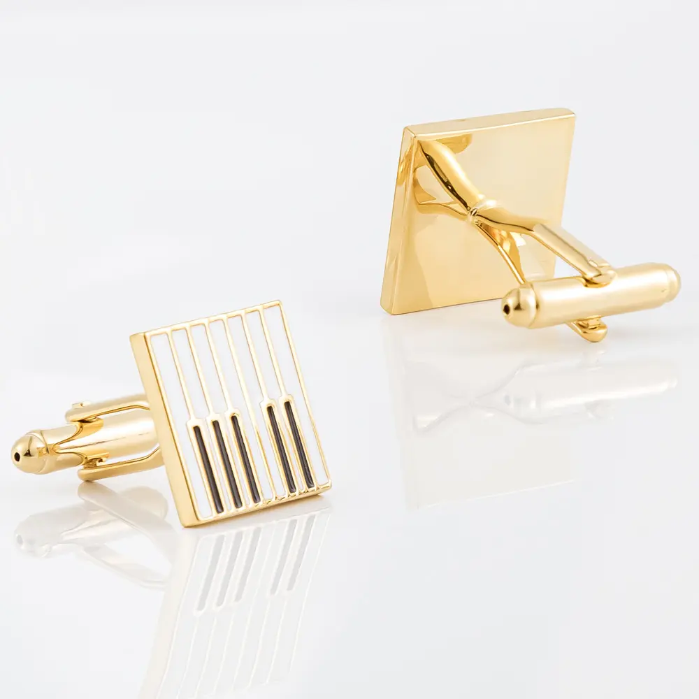 OEM JINJIE Factory Wholesale Fancy Square Gold Piano Keys Cufflinks Men Gifts Fashion Accessory CC8945 Factory, Company