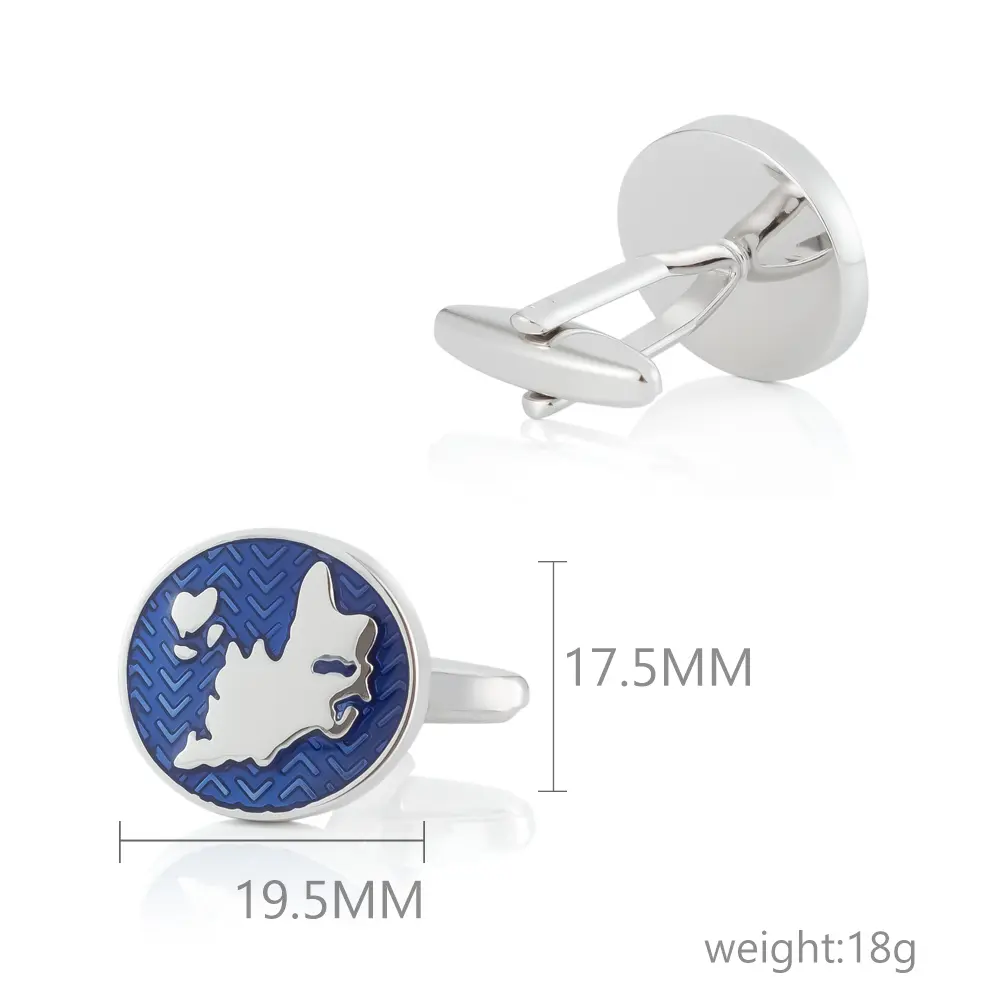 Wholesale Classic Blue Enamel Cufflinks World Map Cuff Links for Mens Business French Cuffs CC0327