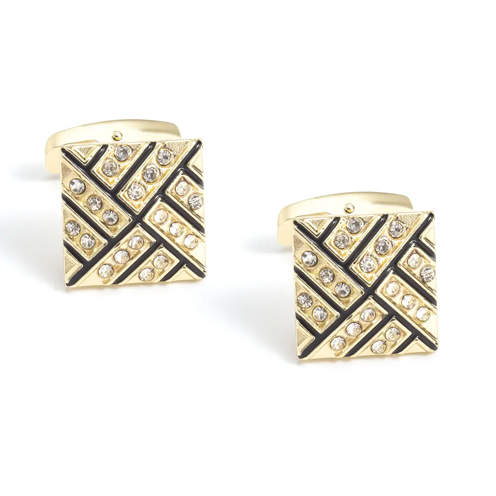 ODM Cufflinks Supplier  Gold Plated Zinc Alloy Diamond Jewelry Business French Cufflinks CSW0038 Supplier, Exporters