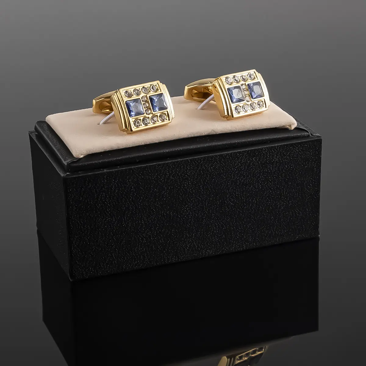 OEM JINJIE Ready To Ship Gold Plated Dark Blue Zirconia French Cufflinks For Men Suit Accessories CS0100 Manufacturers, Suppliers