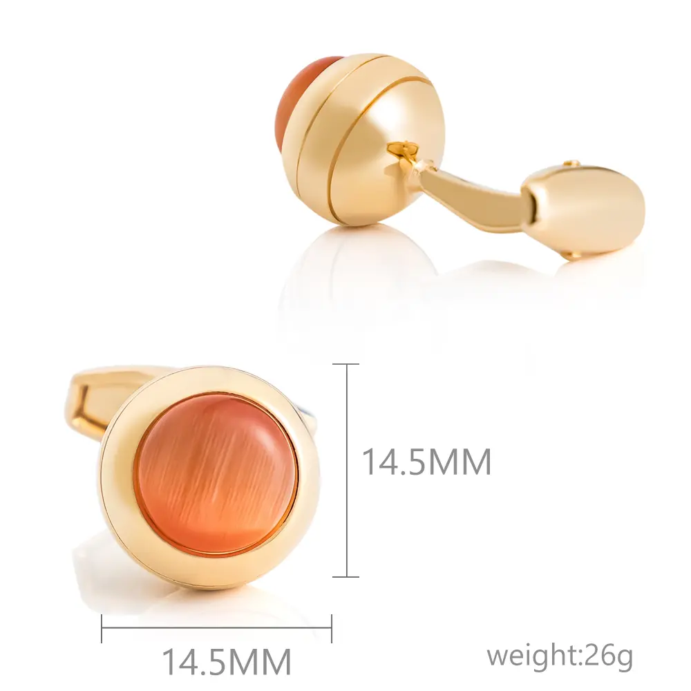 Custom Golden Plated Cora Crystal Stone Cufflinks Elegance Designer Men Cuff Links Suppliers, Companies
