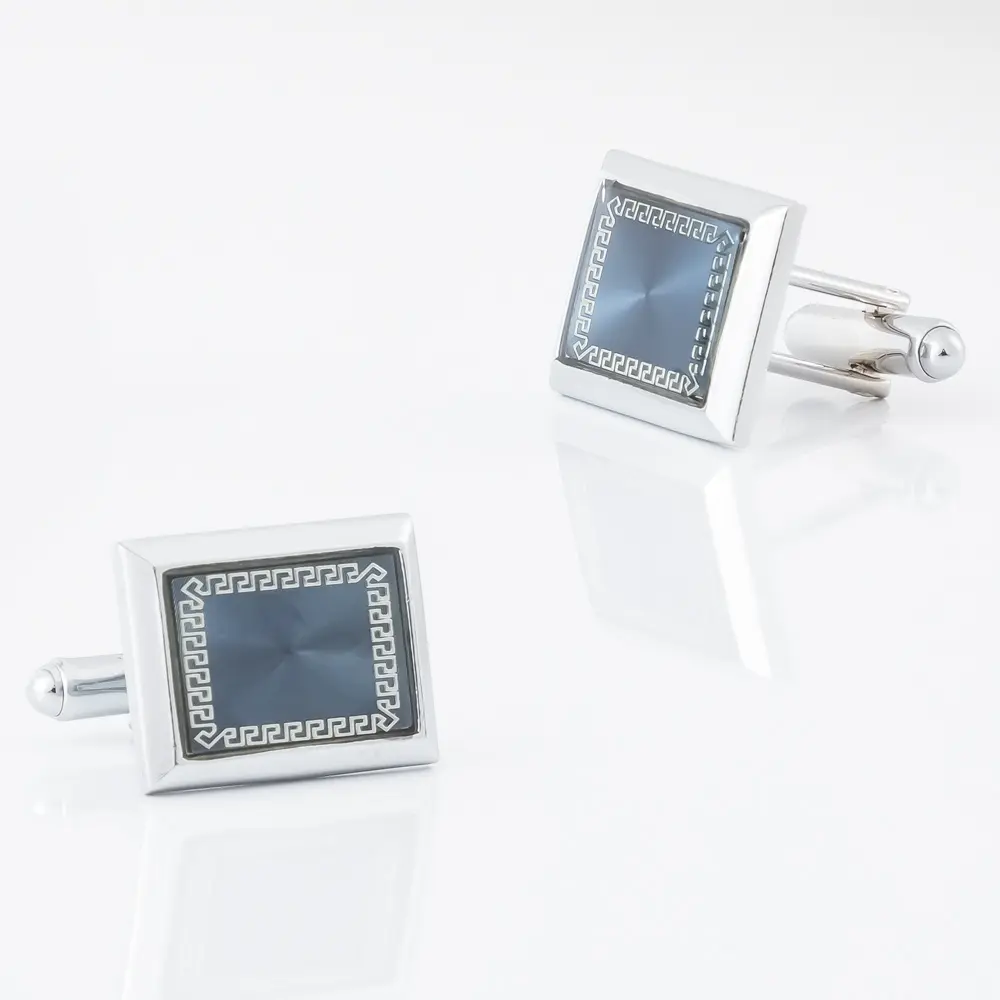Wholesale Factory Wholesale Classic Silver & Blue Cufflinks  Pattern Design Vintage Accessories Metal Cufflinks CA9005-2 Factory, Exporters
