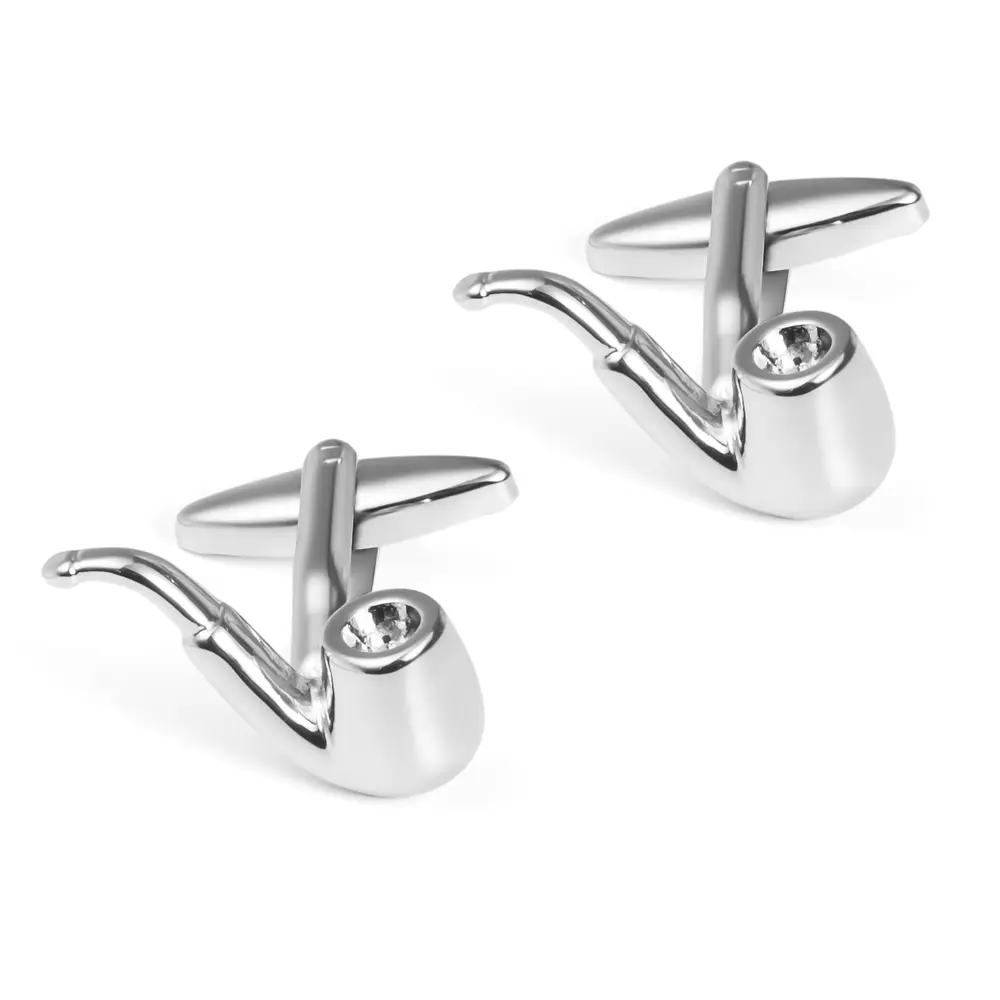 OEM Factory Men Accessories Supplier Personalized Silver Smoking Pipe Design Cufflinks CL0038 Manufacturers, Supplier