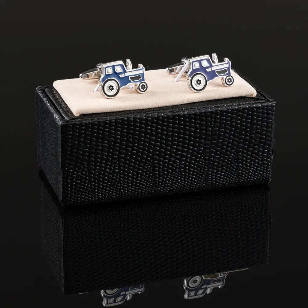 OEM Factory Wholesale Men Novelty Enamel Blue Tractor Cufflinks for Suit Shirt CC0097-Blue Suppliers, Exporters