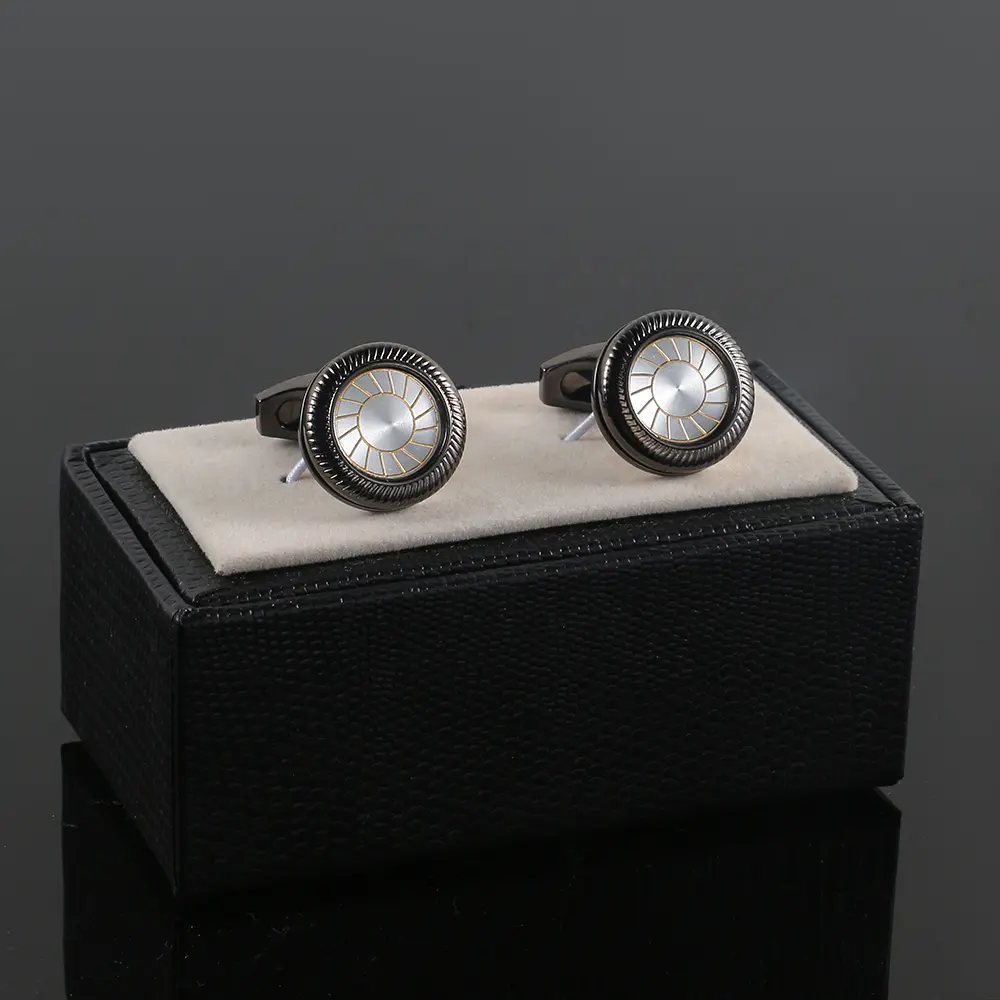 ODM Personalized High Quality Black Silver Tyre Pattern Cufflinks Exporter, Exporters