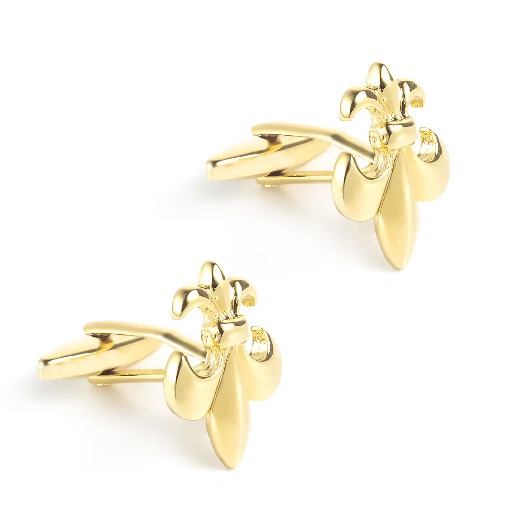 Custom Luxury Men Jewelry Gold Tone Fashionable Flower Fleur De Lis Cufflinks Wholesale CL0027 Manufacturer, Exporters