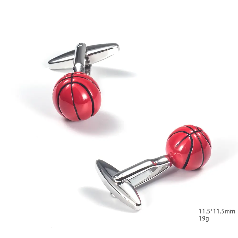 Custom High Quality Mens Enamel Red Basketball Copper Cufflinks for Men Shirt CC0067-Red Manufacturers, Factories