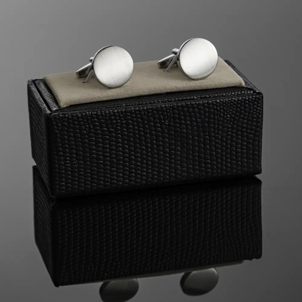 Wholesale Personalized Round Matte Blank Custom Logo Men Metal Brass Cufflinks For Shirt CL0192