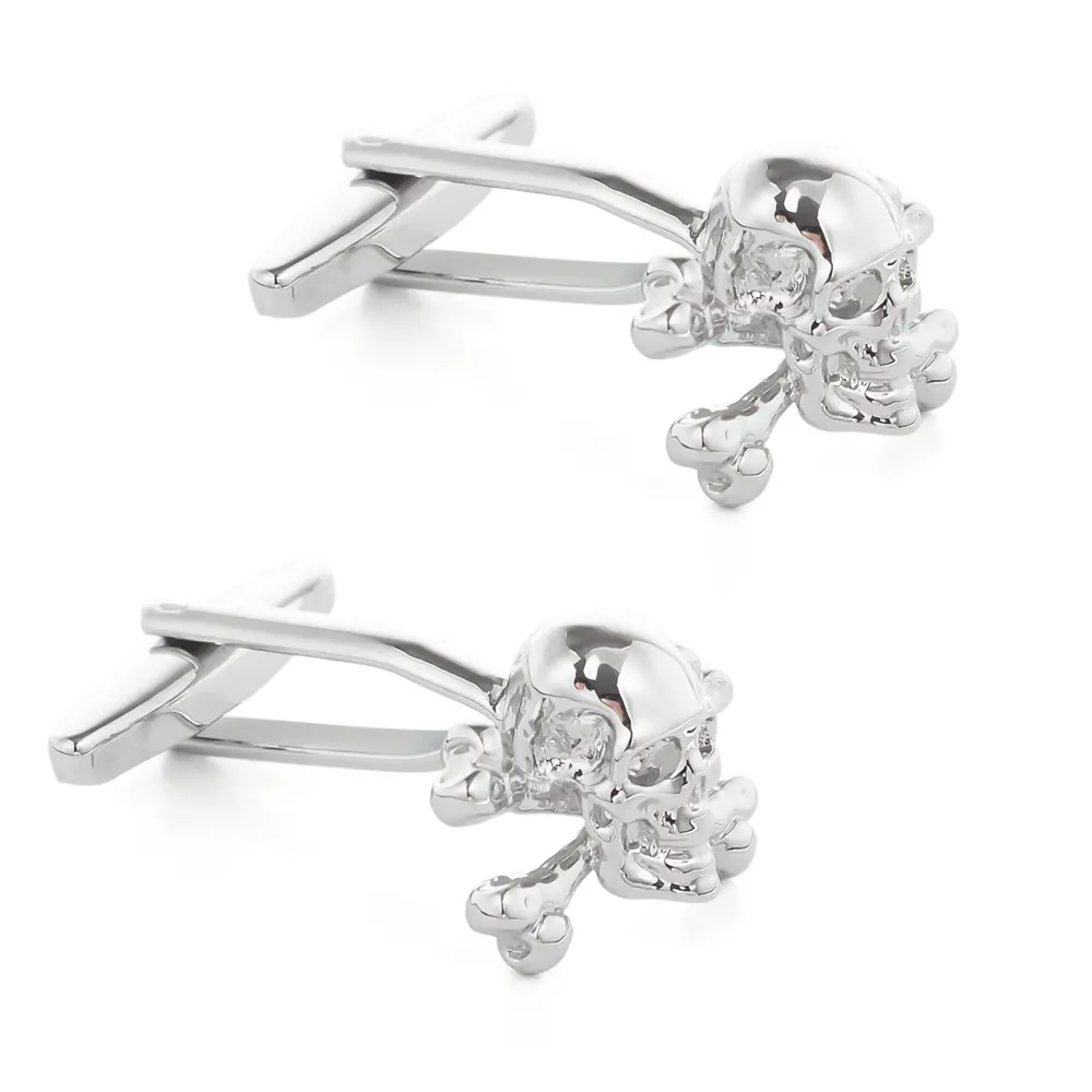 Wholesale Exquisite Punk Style Skull Silver Plated Men Personalized Halloween Cufflinks CL0040