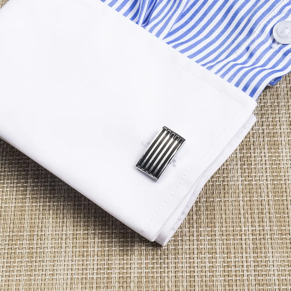 Custom Factory In Stock Silver Plated Black Enamel Cufflinks Shirt Cuff Links CC-Q101 Suppliers, Exporters