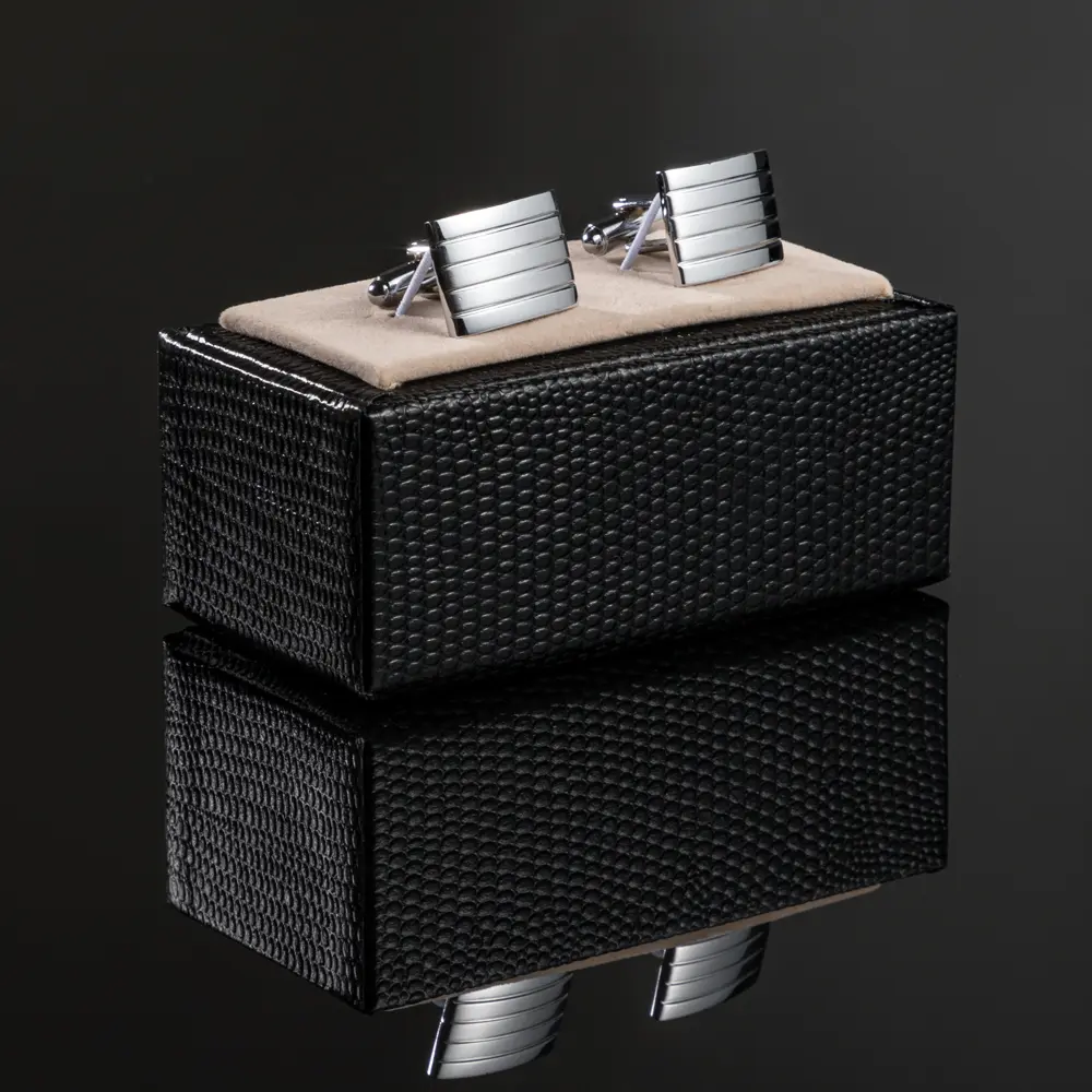 OEM Hot selling Factory Price Men Fashion Suit Shirt Accessories Silver Classic Groove Cufflinks CL-C042 Manufacturer, Companies