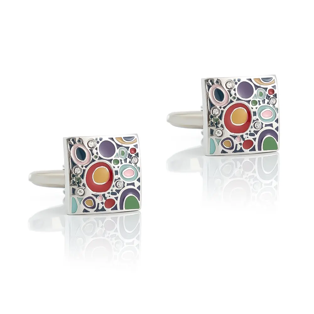 Custom High End Abstract Art Square Shape Colorful Enamel Wedding Cufflink Men Fashion Accessory Gift CC81121 Manufacturer, Companies