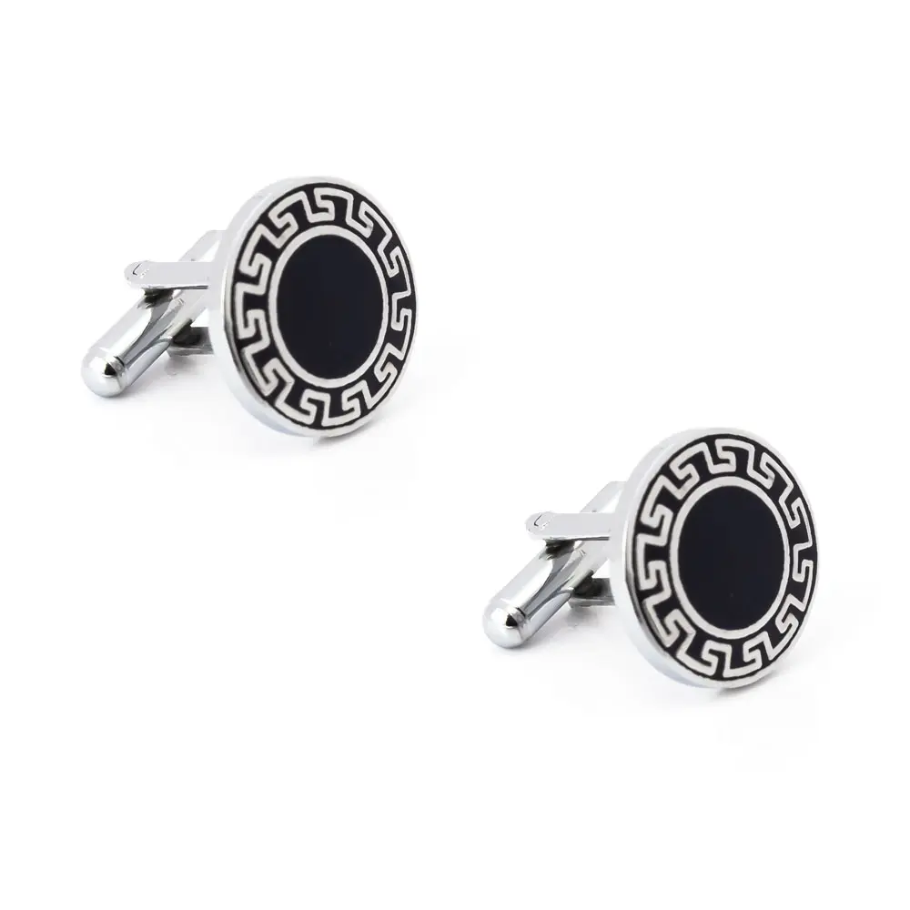 Custom Men Vintage Silver Plated Enamel Black Designer Cufflinks Manufacturer Wholesale CC0227 Supplier, Suppliers
