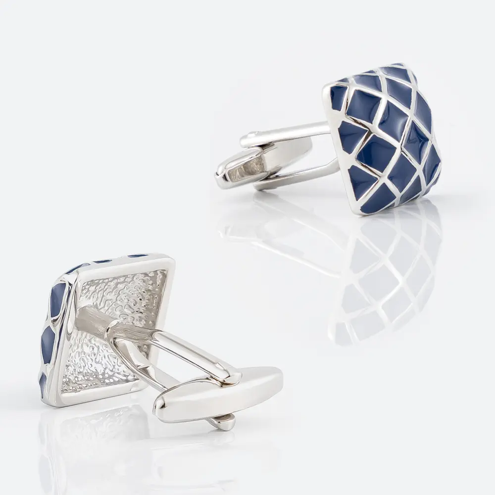 Wholesale China Factory High Quality Custom Cufflinks Button Square Blue Enamel Accessory Cuff Link CC8969 Factories, Exporter