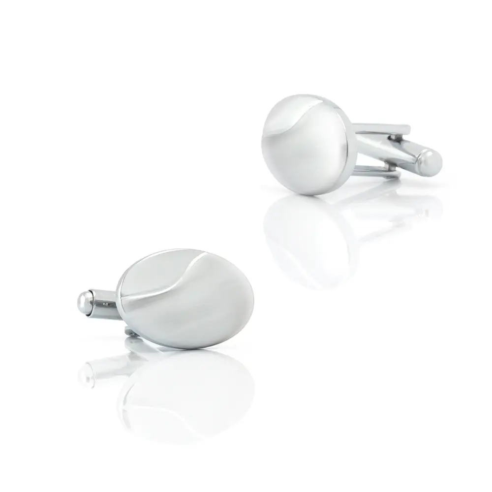 ODM Silver Oval Cufflinks Classic Customized Blanks Business Suit Shirt's Elegant Engraved Cuff Link CL-C444 Supplier, Exporter