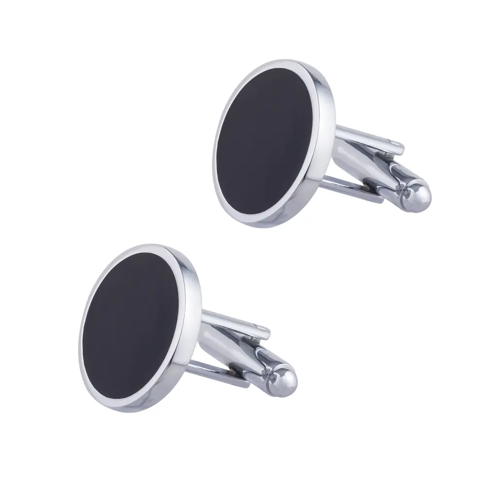 Custom Factory Best Selling Round Shape Simple Black Enamel Cufflinks Customizable Low Price CC-Q015 Suppliers, Exporter
