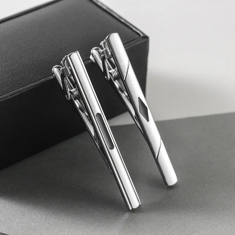 OEM Fashion China Factory Low Price Business Black Enamel Silver Te Clip For Men TC0074 Factories, Company