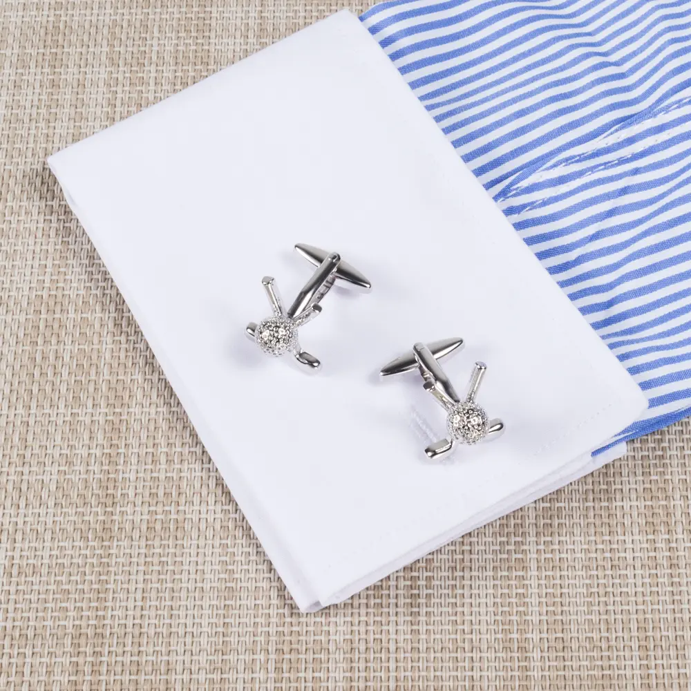ODM JINJIE High Quality Low MOQ Men's Fashion Silver Plating Brass Sport Golf Cufflinks CL0036 Exporter, Companies
