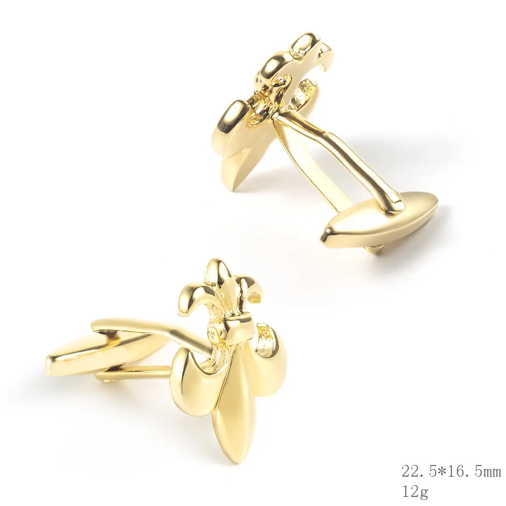 Custom Luxury Men Jewelry Gold Tone Fashionable Flower Fleur De Lis Cufflinks Wholesale CL0027 Manufacturer, Exporters