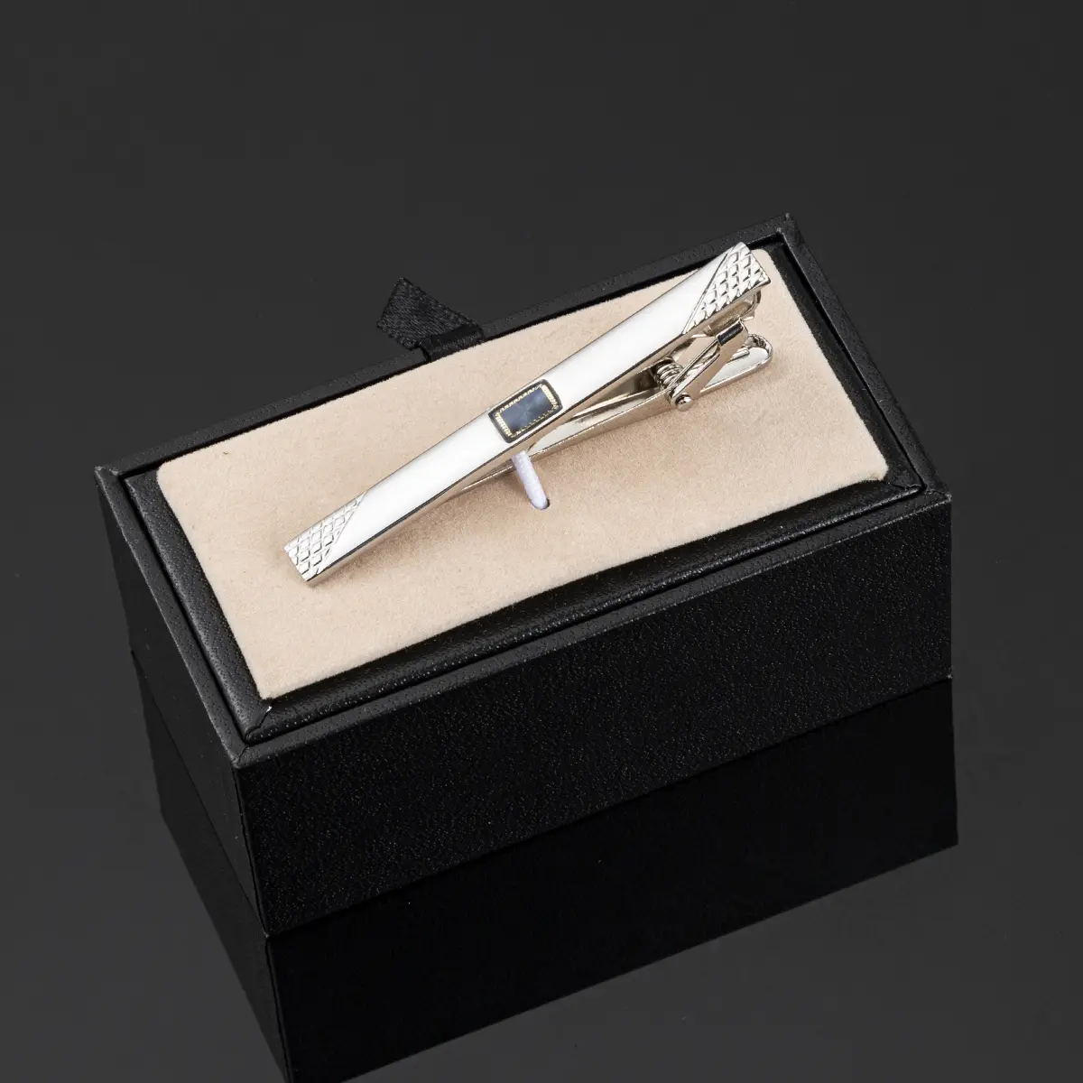 OEM Low Price Luxury Fashion Silver Plating Blue Metal Accessory Pattern Men Tie Clips TA9005-S Suppliers, Exporter