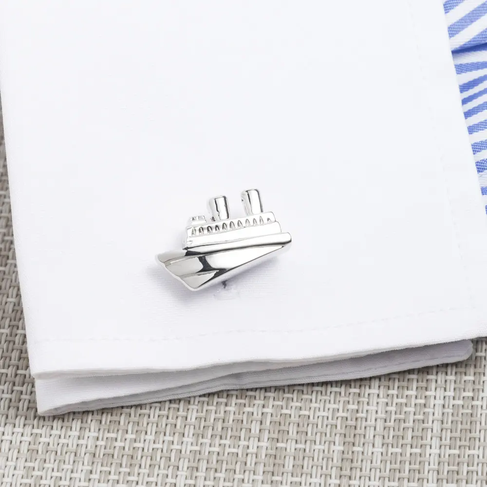 Wholesale Factory Price High Quality Boat Sailing Ship Sailboat Metal Craft Cufflinks CL0015
