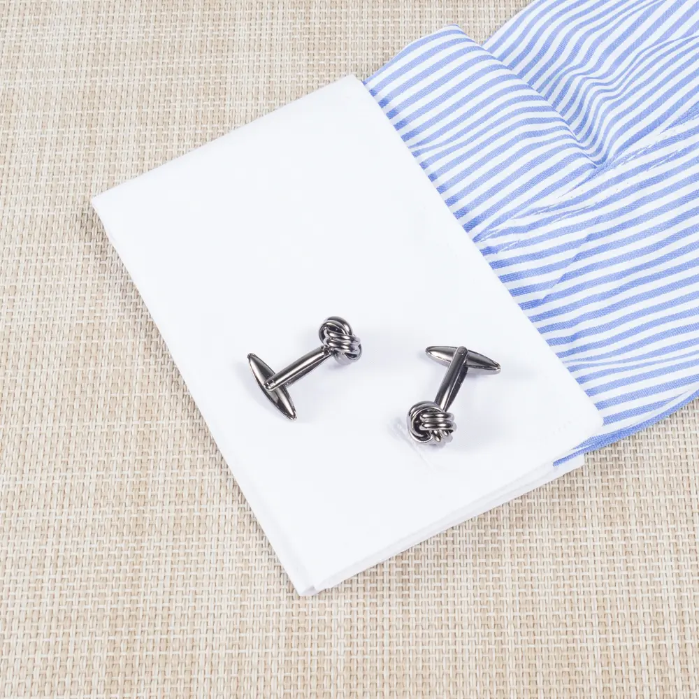 Wholesale Gunmetal Knot Cuff Links Fashionable Custom Mens Suit Accessories Manufacturer, Manufacturers