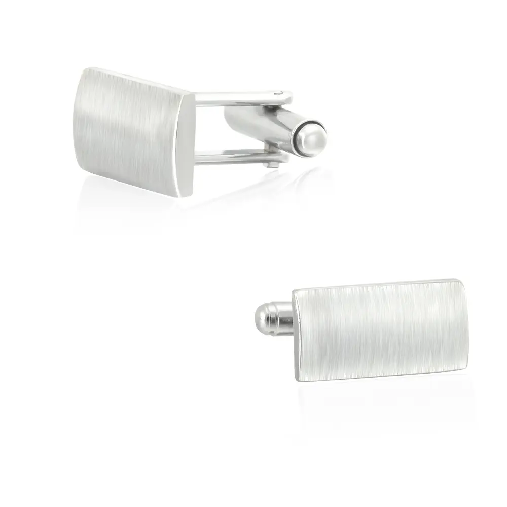 Wholesale High Quality Engravable Waves Brushed Cufflinks Silver Rectangle Cuff Link CL-C115