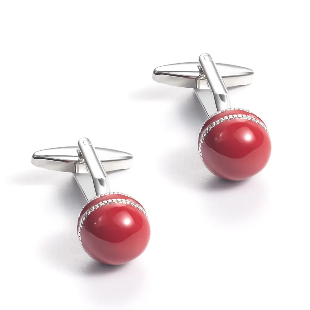 ODM Factory Wholesale Personalised Enamel Red Cricket Ball Cufflinks Men Gifts CC0031-Ball Manufacturer, Exporters