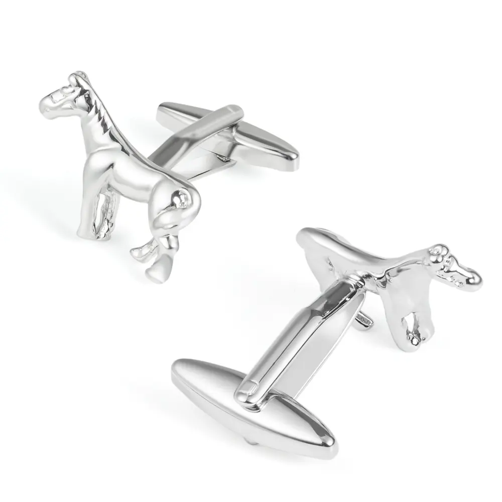 Custom Hot Sale Cufflink Factory Silver Plated Copper Racehorse Men's French Cufflinks Wholesale CL0029 Exporter, Companies
