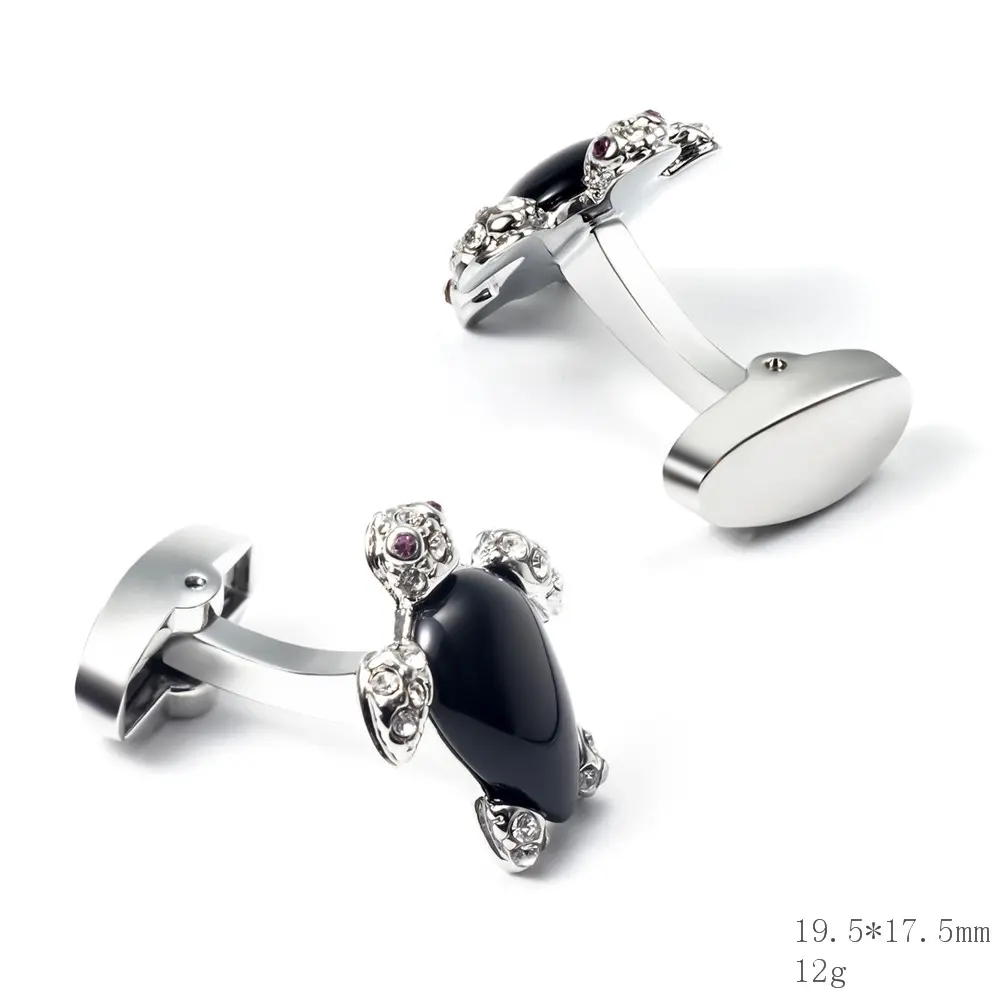 Wholesale Luxury Men Jewel Animal Design Black Onyx Turtle Crystal Cufflinks For Men Shirt CS0004 Manufacturer, Company