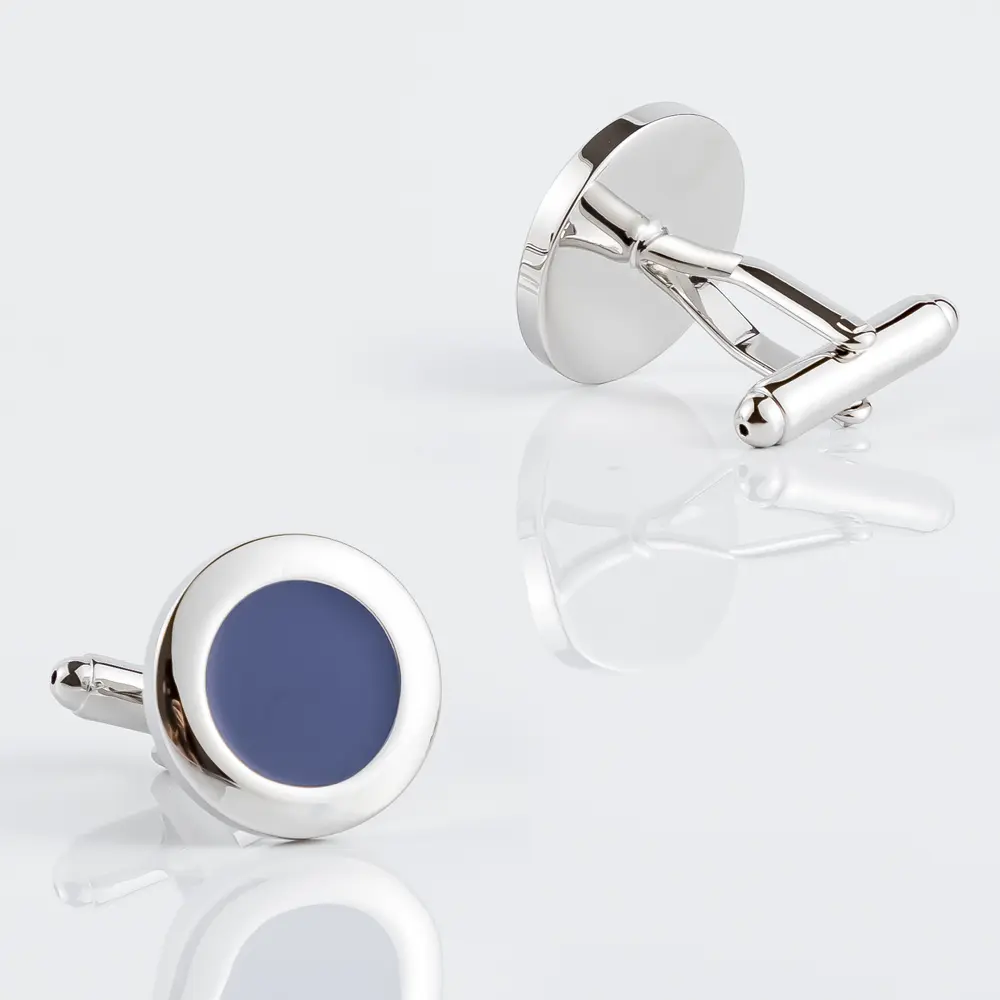 Wholesale Tuxedo Suit Shirt Cuff Links Round Blue Enamel Silver Cufflinks Fashion Accessory CC8585