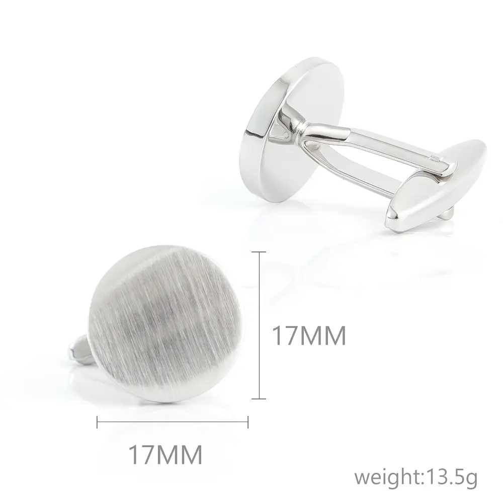 Wholesale Personalized Round Matte Blank Custom Logo Men Metal Brass Cufflinks For Shirt CL0192