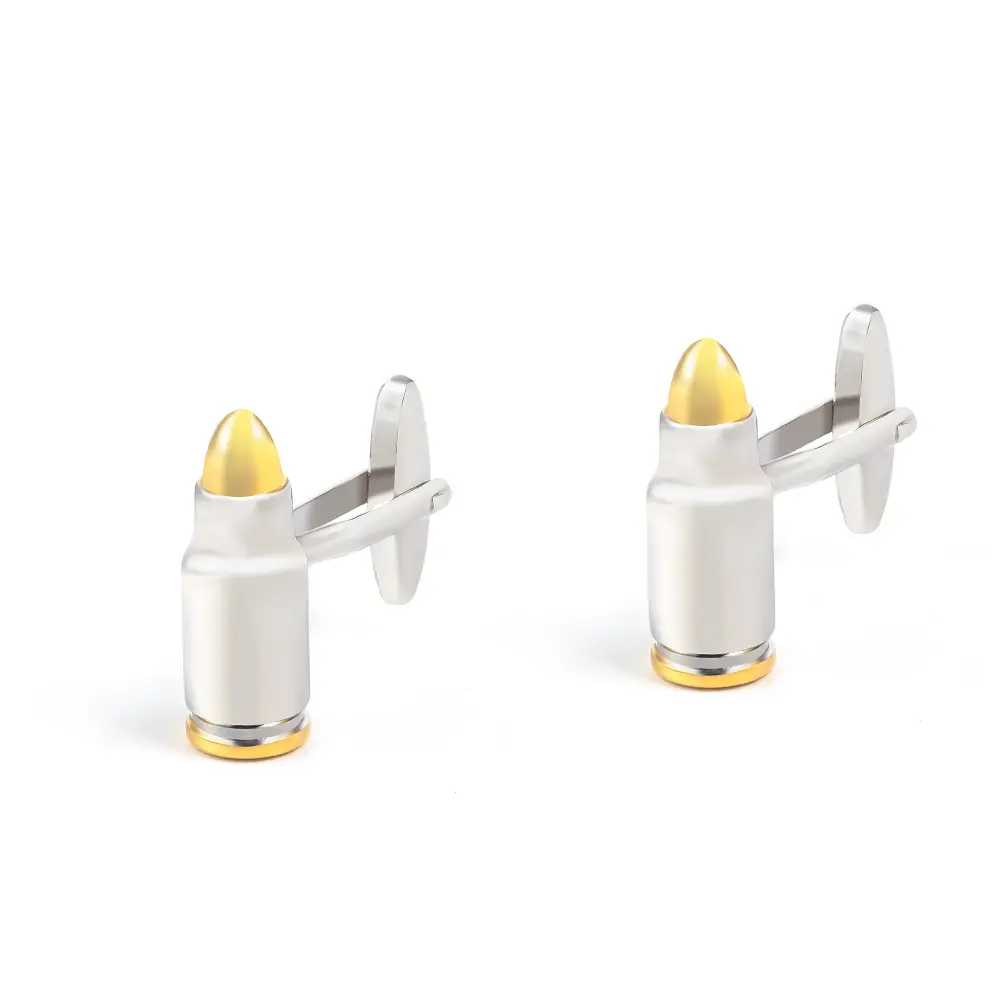 ODM Bullet Shape Shirt Cufflinks Men Formal Dress Business Wedding Party Classic Metal Cufflinks CL0044-2 Exporter, Companies