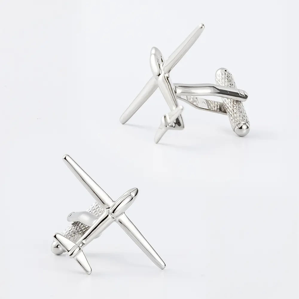 Custom Metal Cufflinks Silver Airplane Logo With Custom Aircraft Men Accessories CL0221-S Manufacturer, Exporters
