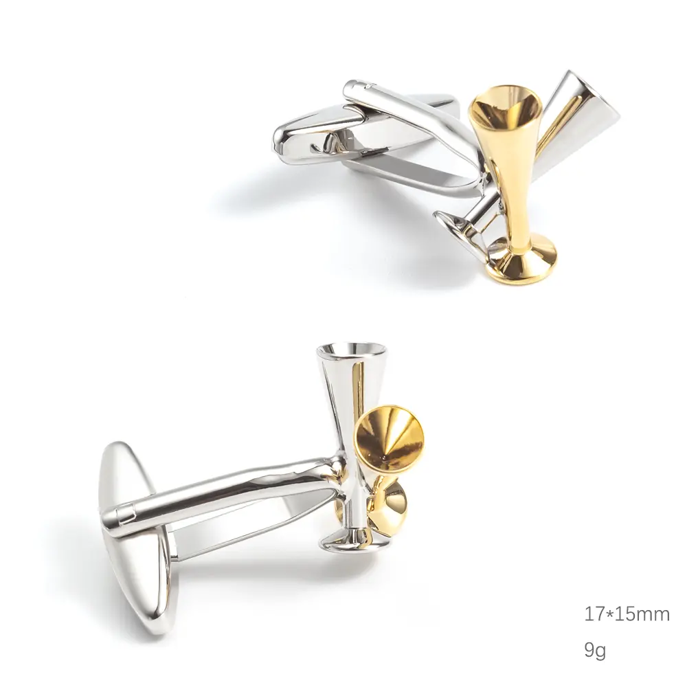 Custom Men Luxury Gold & Silver Novelty Champagne Cups Design Cufflinks Formal Suit Shirt Accessory CL0084 Suppliers, Exporter