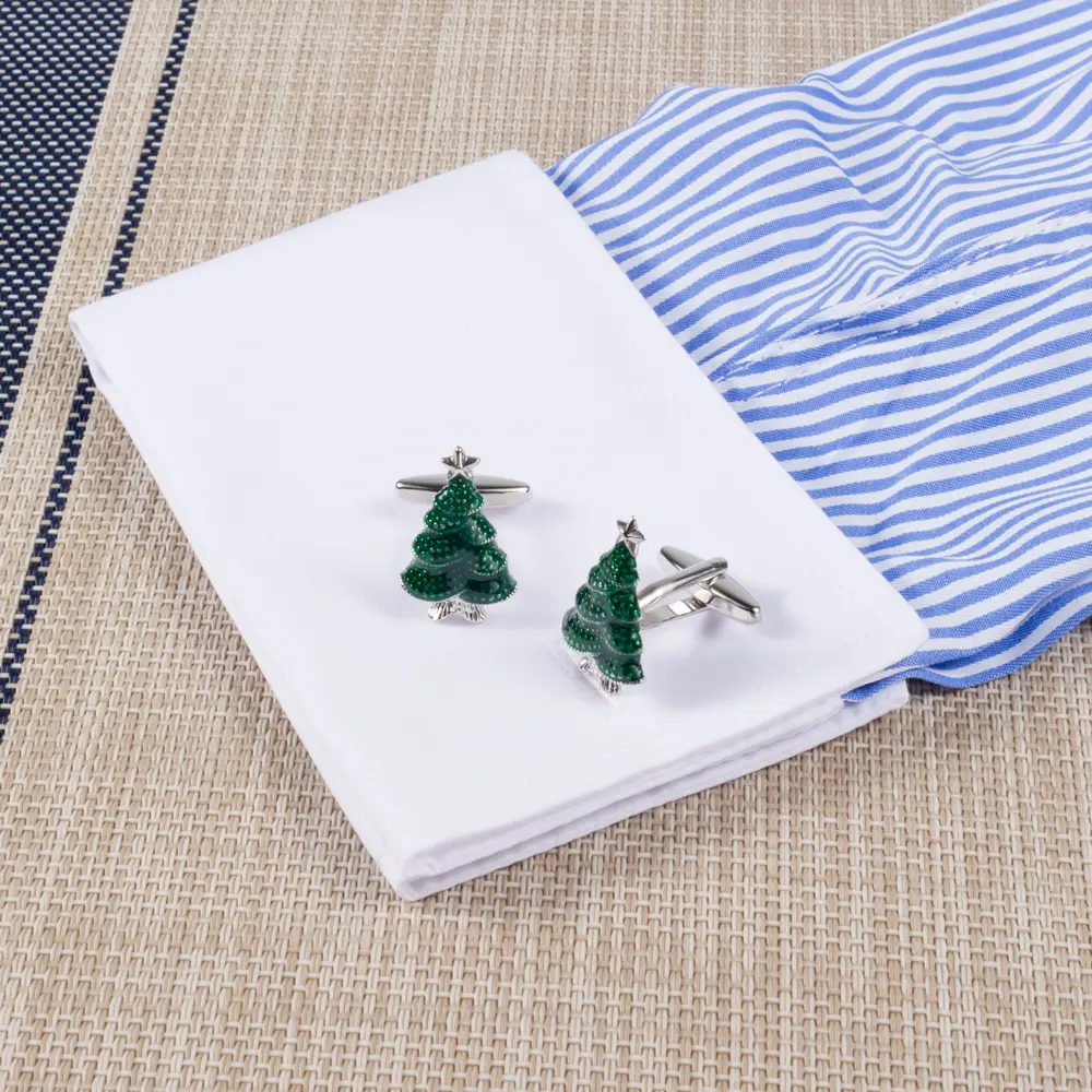 Custom Christmas Tree Cufflinks High Quality Fashion Delicate Design Shirt Cuff Links for Men CC0195 Manufacturers, Exporters