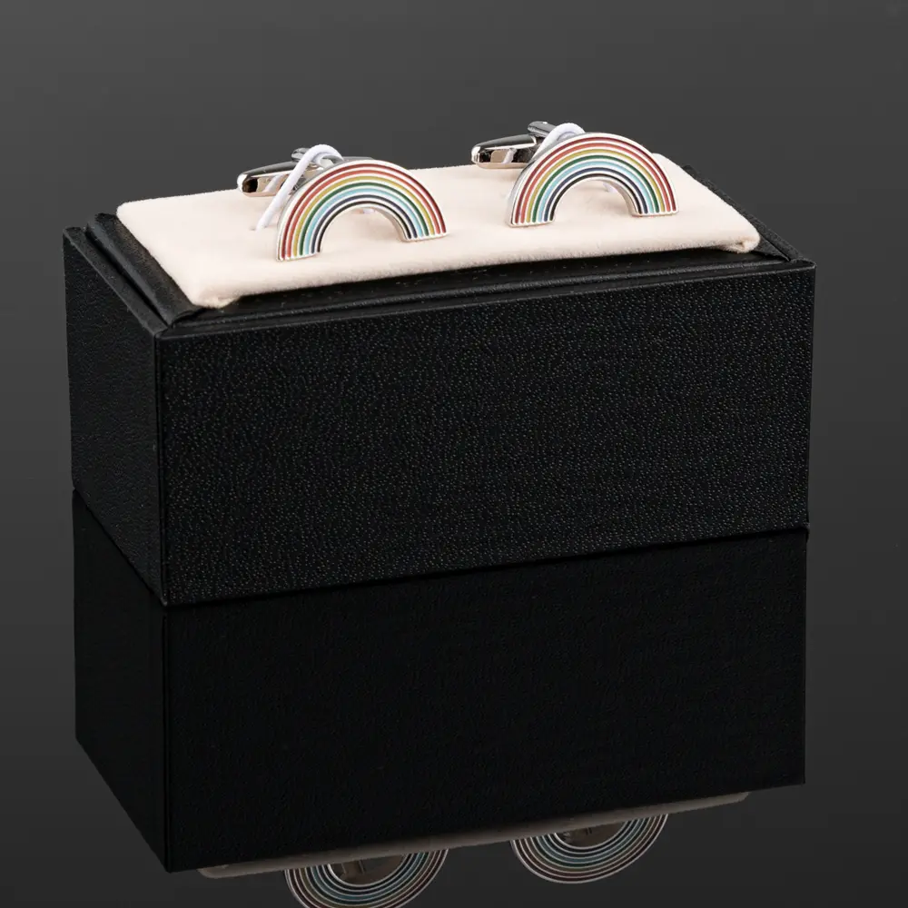 Wholesale Elegant Rainbow Enamel Cufflinks Men's Suit Wedding Tuxedo Trendy Shirt Jewelry CC8370