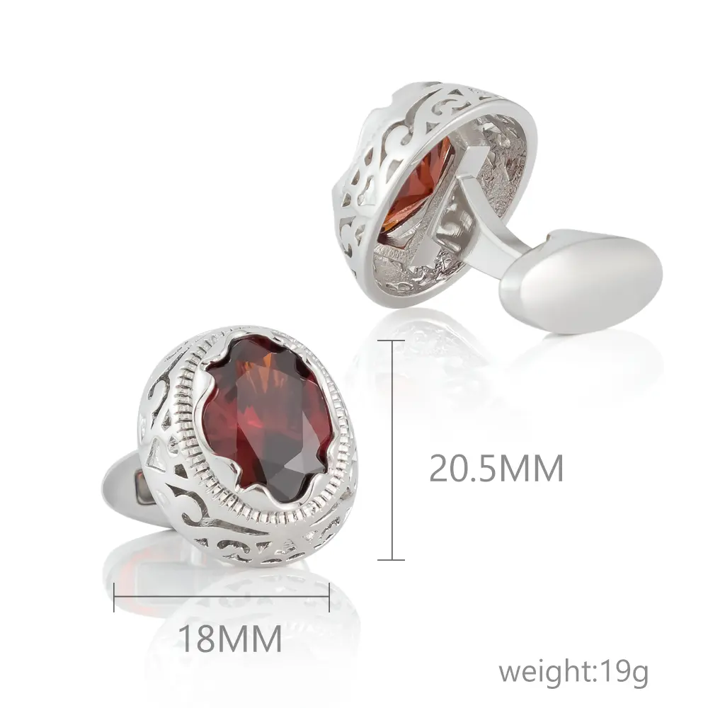 Custom JINJIE Hot-selling Wedding Luxury Round Rhinestone Diamond Red Crystal Cufflinks For Shirts Men CSW004-R Manufacturers, Suppliers