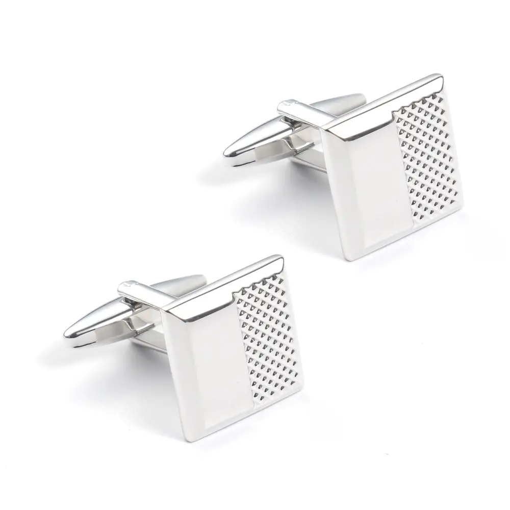 Wholesale Silver Engraved Texture Simple Cuff Links Custom Mens Business Fashion Accessory Gift CL0149-S