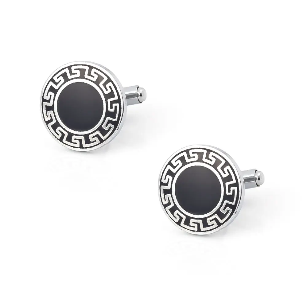 Custom Men Vintage Silver Plated Enamel Black Designer Cufflinks Manufacturer Wholesale CC0227 Supplier, Suppliers
