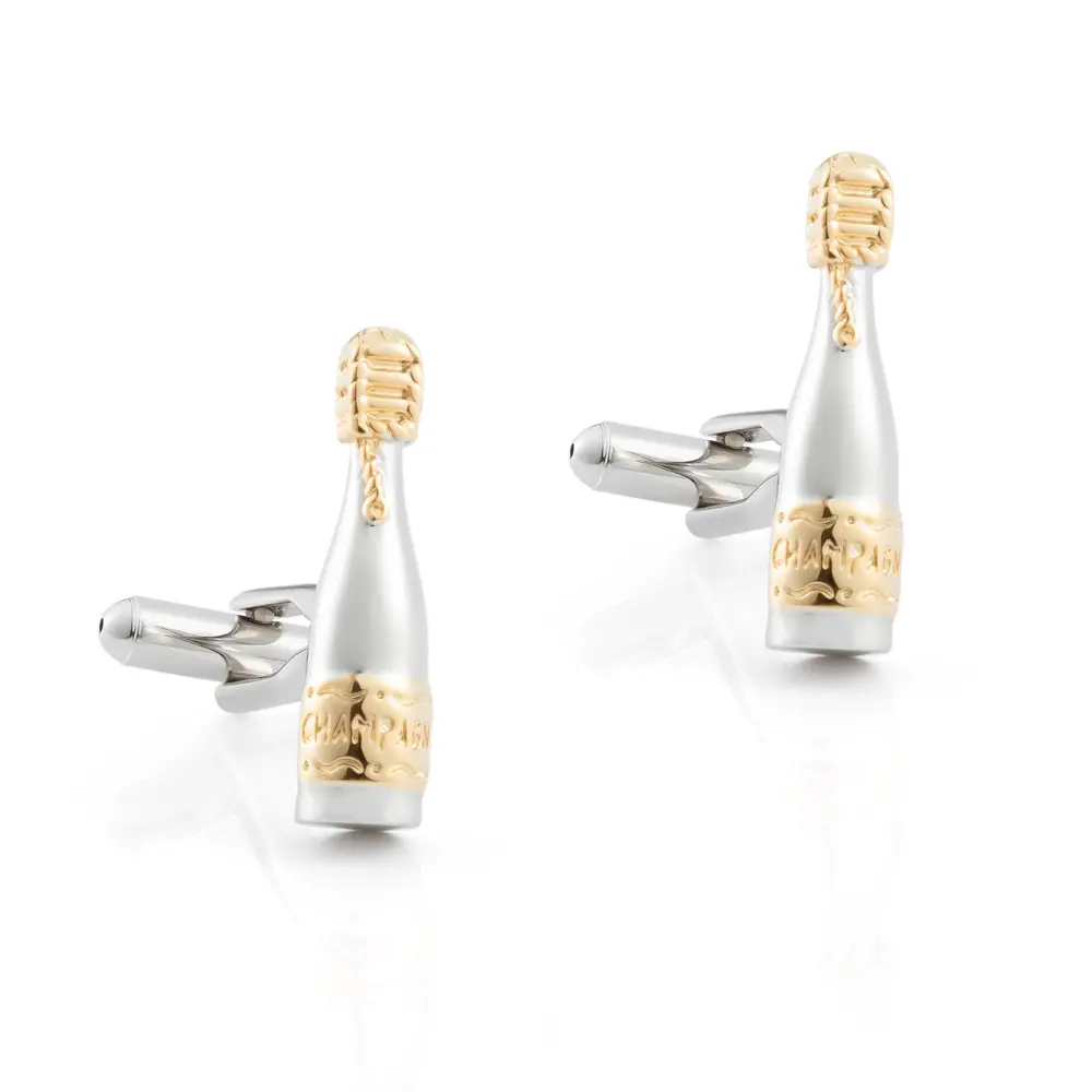 OEM Fashion Luxury Gold Silve Men's Novelty Champagne Bottle Cufflinks CL0013 Suppliers, Exporters