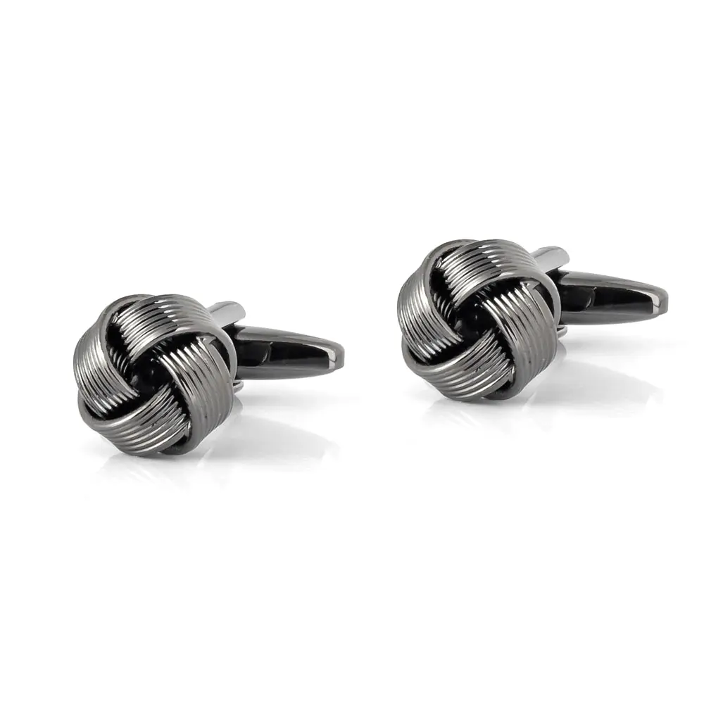 Wholesale Low MOQ Modern Gunmetal Color Metal Knot Cufflinks Men Gifts