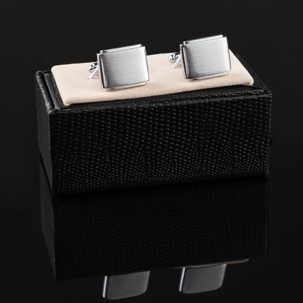Custom Low Price Simple Business French Square Metal Copper Silver Cufflinks For Mens Suit Accessories CL-C371 Factory, Exporter
