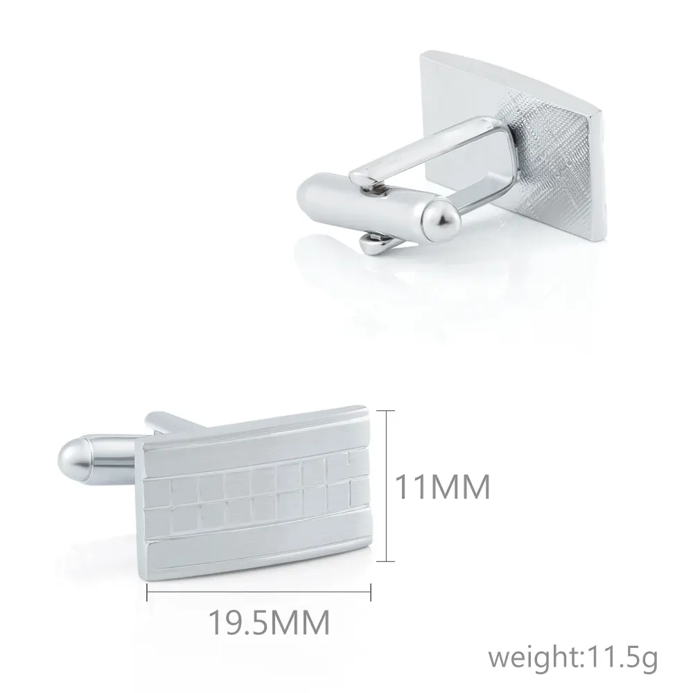 OEM JINJIE Vintage Silver French Square Button Shirts Business Metal Men CuffLinks Jewelry Gifts CL-C040 Factories, Exporters
