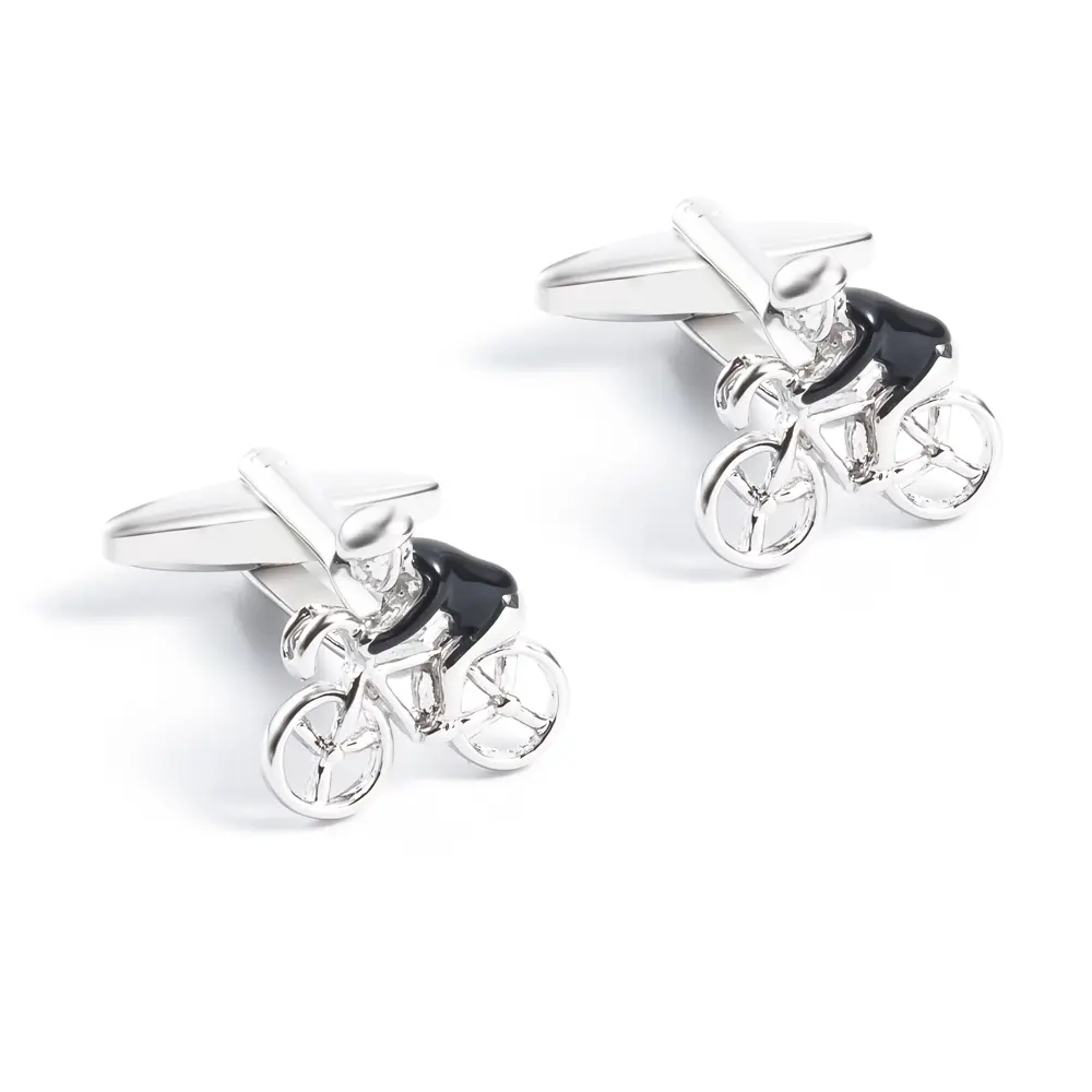 Custom Best Sale Factory High Quality Brass Material Enamel Bicycling Cufflinks CC0306-Black Factory, Companies