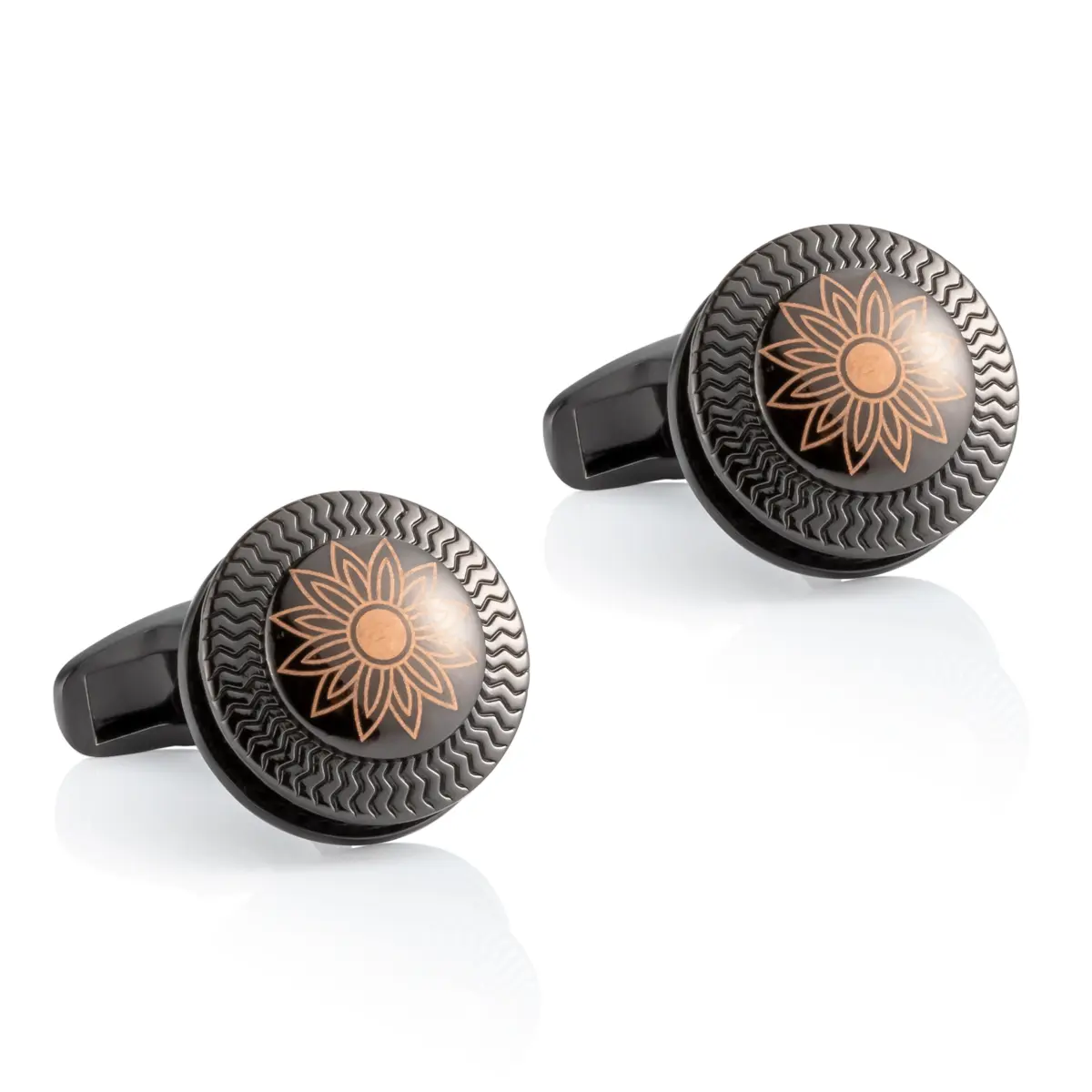 ODM Arabic Classic Wavy Pattern Rose Golden & Black Men Metal Cufflinks Cheap Suppliers, Company