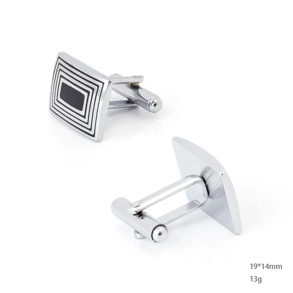 ODM Low Price Cufflinks Metal Abstract Enamel Stripe Silver Plated Cufflinks for Men Suit Jewelry CC-Q062 Manufacturers, Factories